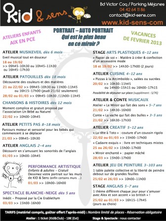 Programme des activités pour les enfants à Aix-en-Provence pendant les vacances de Février 2013
