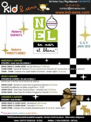 Programme des activités pour les enfants chez KID & Sens à Aix-en-Provence pendant les vacances de Noël 2012