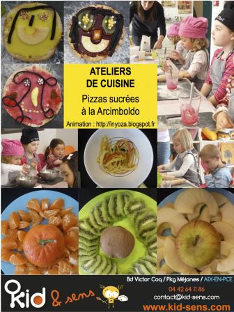 Atelier de cuisine pour les enfants à Aix en Provence chez KID et Sens : pizzas sucrées à la Arcimboldo