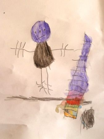 Dessin crayons aquarelle pendant les vacances, réalisé par Anthéa, enfant de 3 ans