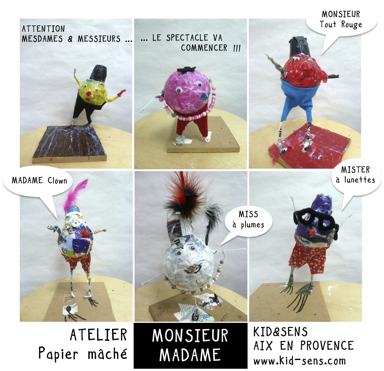 Stage de vacances pour les enfants à Aix-en-Provence : création de bonhommes en papier mâché
