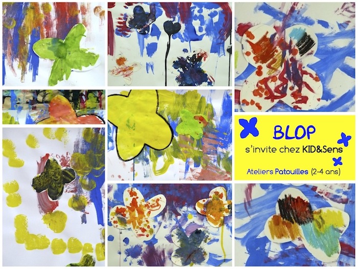 Atelier de peinture parents - enfants à Aix-en-Provence : dessin sur le thème de Blop, livre jeunesse d'Hervé Tullet
