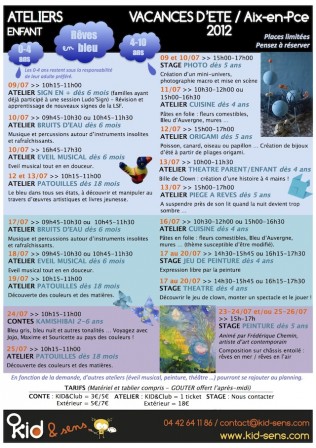Vacances d'été pour les enfants de 6 mois à 12 ans à Aix-en-Provence, le planning : activités, stages, conte